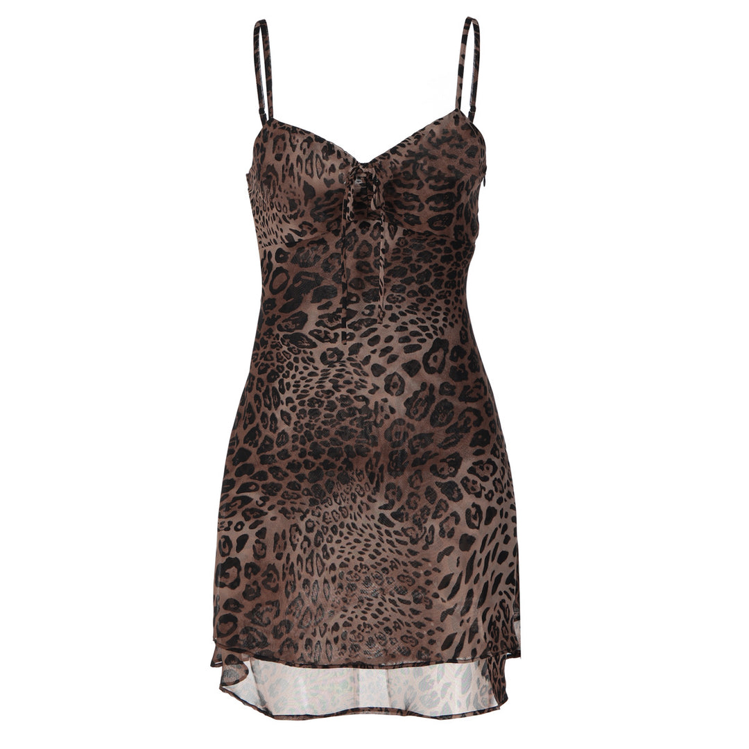 Damen Nachtkleid mit tierischem Muster und zartem Spaghettiträgerschnitt Drune