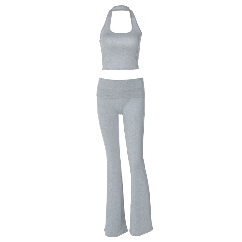 Damen Sportliches Set mit Haltertop und Flared Pants Drune