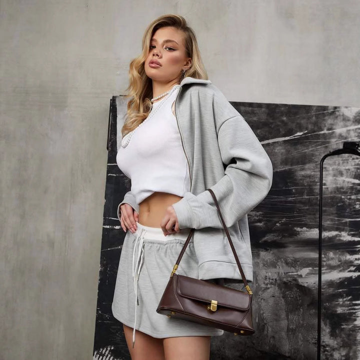 Damen Lässiges Hoodie- und Short-Set mit hochwertiger Baumwolle Drune