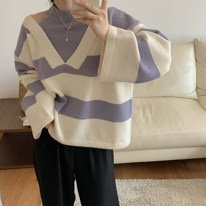 Damen trendiger Pullover mit Ausschnitten Drune