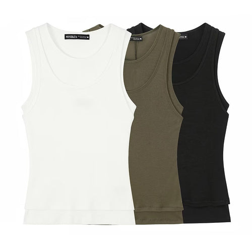 Damen ärmelloses Tanktop aus hochwertigem Stretch-Material mit figurbetontem Schnitt Drune