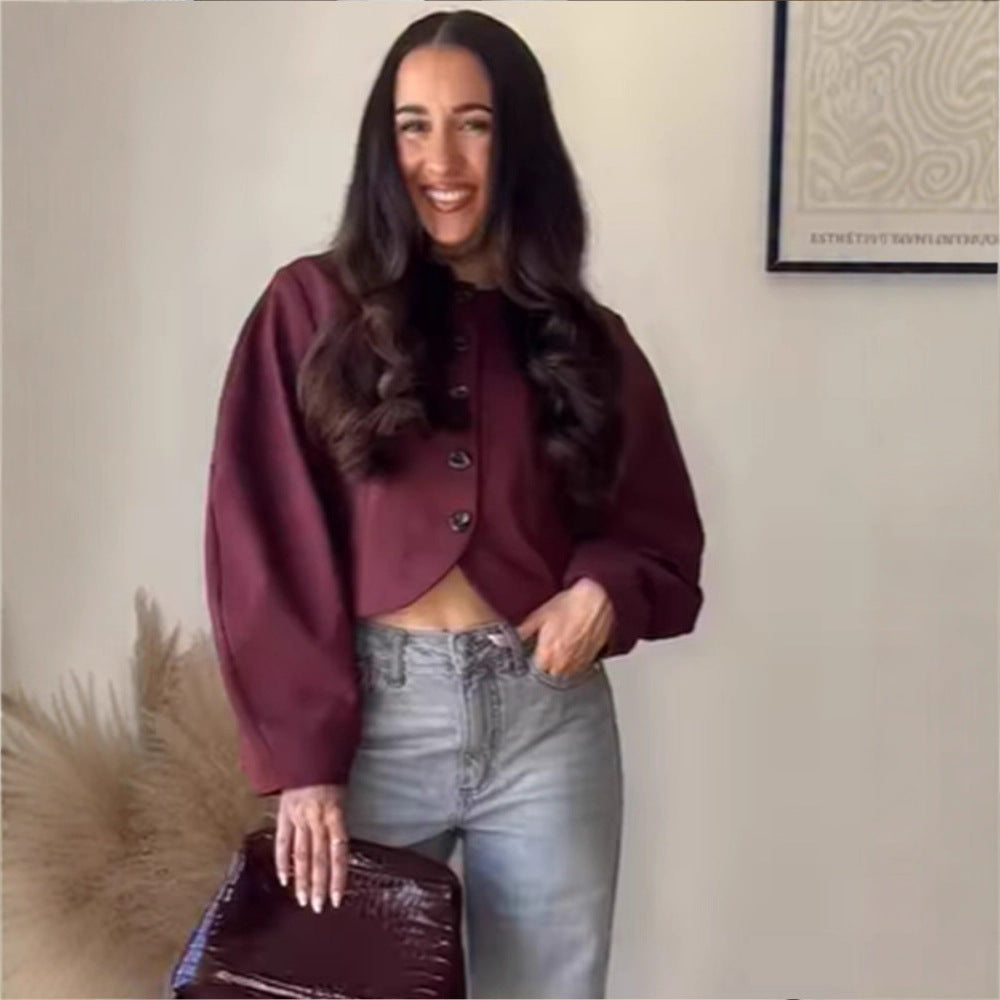 Damen Modische Jacke mit voluminösen Ärmeln Drune