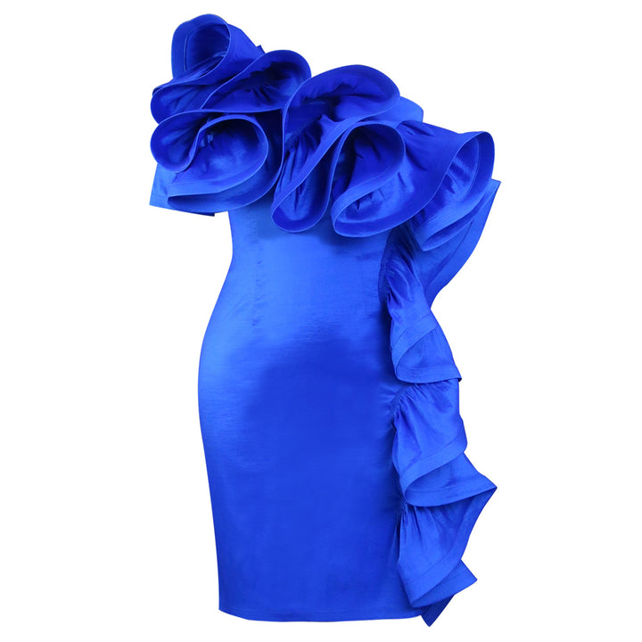 Damen elegantes Kleid mit dramatischen Rüschendetails Drune