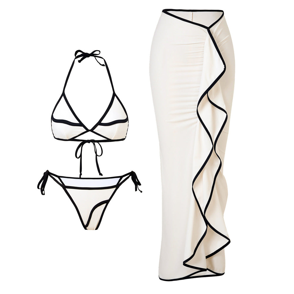 Damen Bikini-Set mit asymmetrischem Rock und verstellbarem Triangel-Oberteil Drune