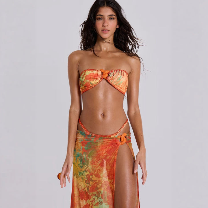 Damen Bandeau-Bikini-Set mit verspieltem Wickelrock Drune