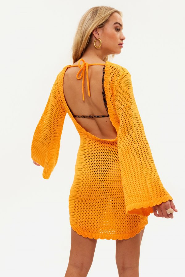 Damen gehäkeltes Crop-Top mit weitem Ärmel und lockerer Passform Drune