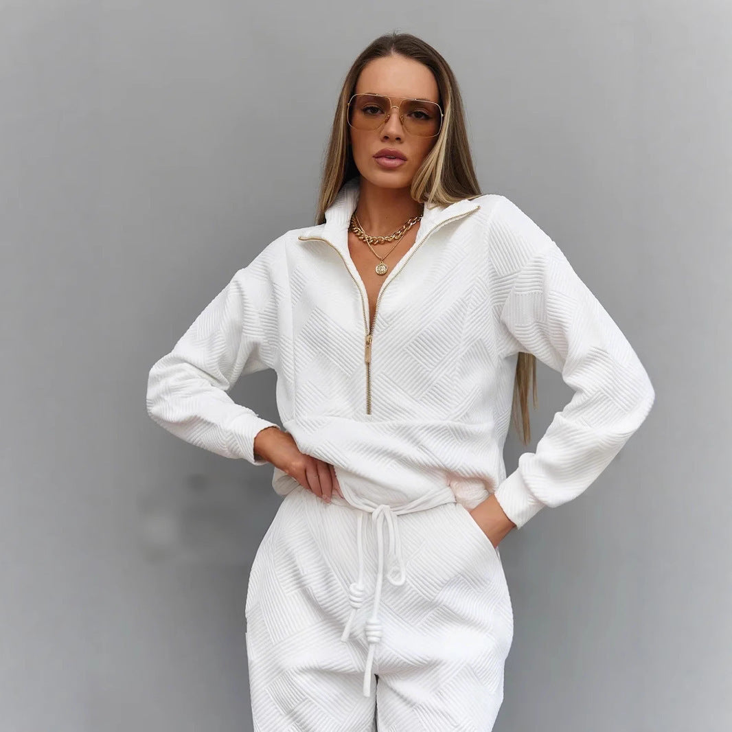 Damen nan gesteppter Loungeanzug mit halbem Reißverschluss und elastischer Komforthose Drune