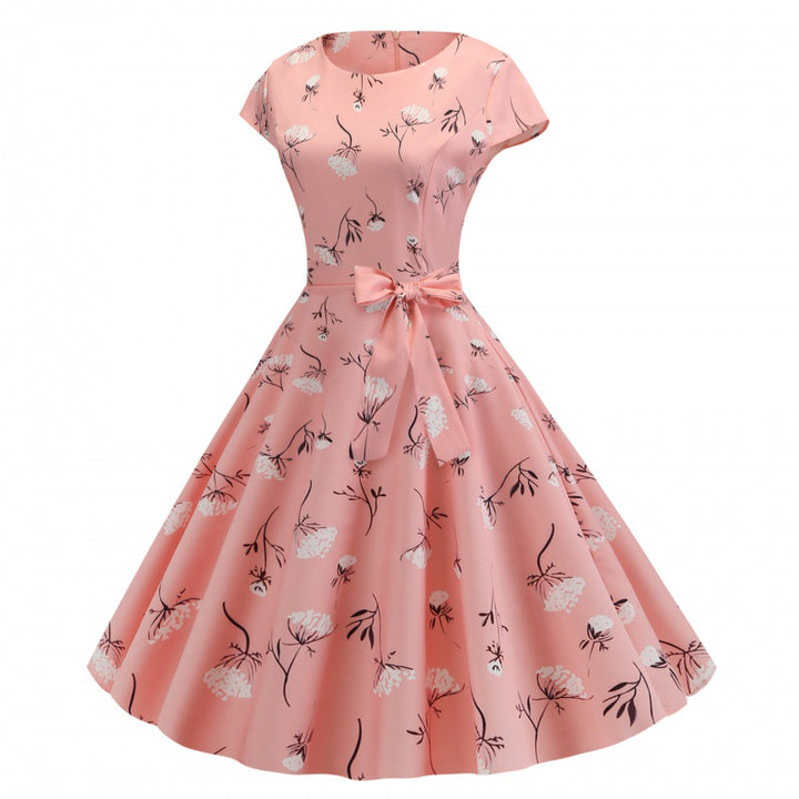 Damen A-linien Kleid mit floralen Mustern und taillierter Silhouette Drune