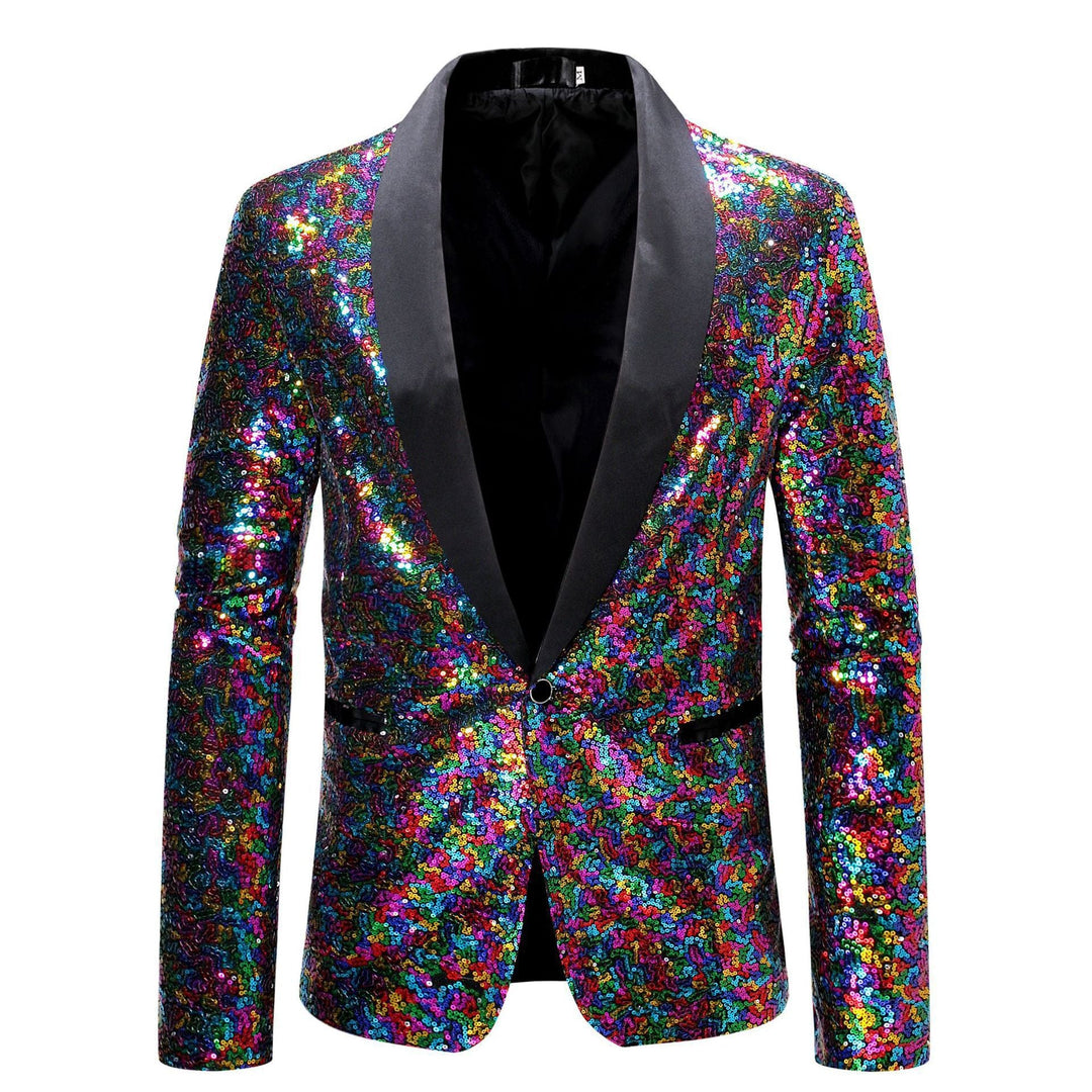 Drune Herren Pailletten-Blazer mit Schalkragen