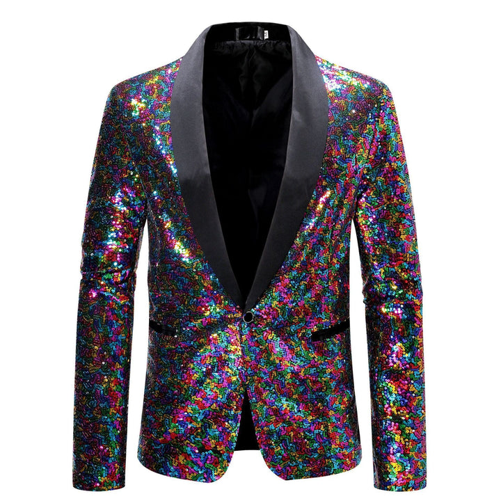 Drune Herren Pailletten-Blazer mit Schalkragen