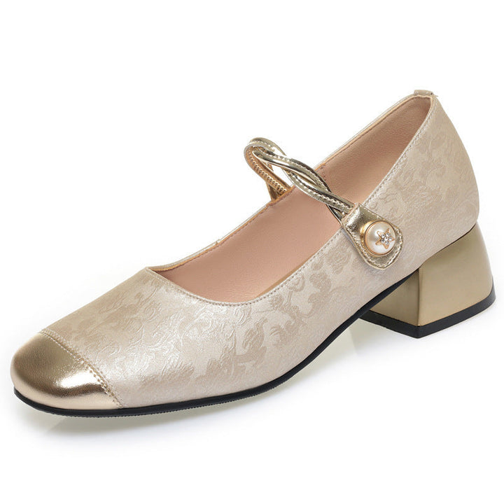 Damen Elegante Mary Jane Ballerinas mit modischem Riemchen und Blockabsatz Drune