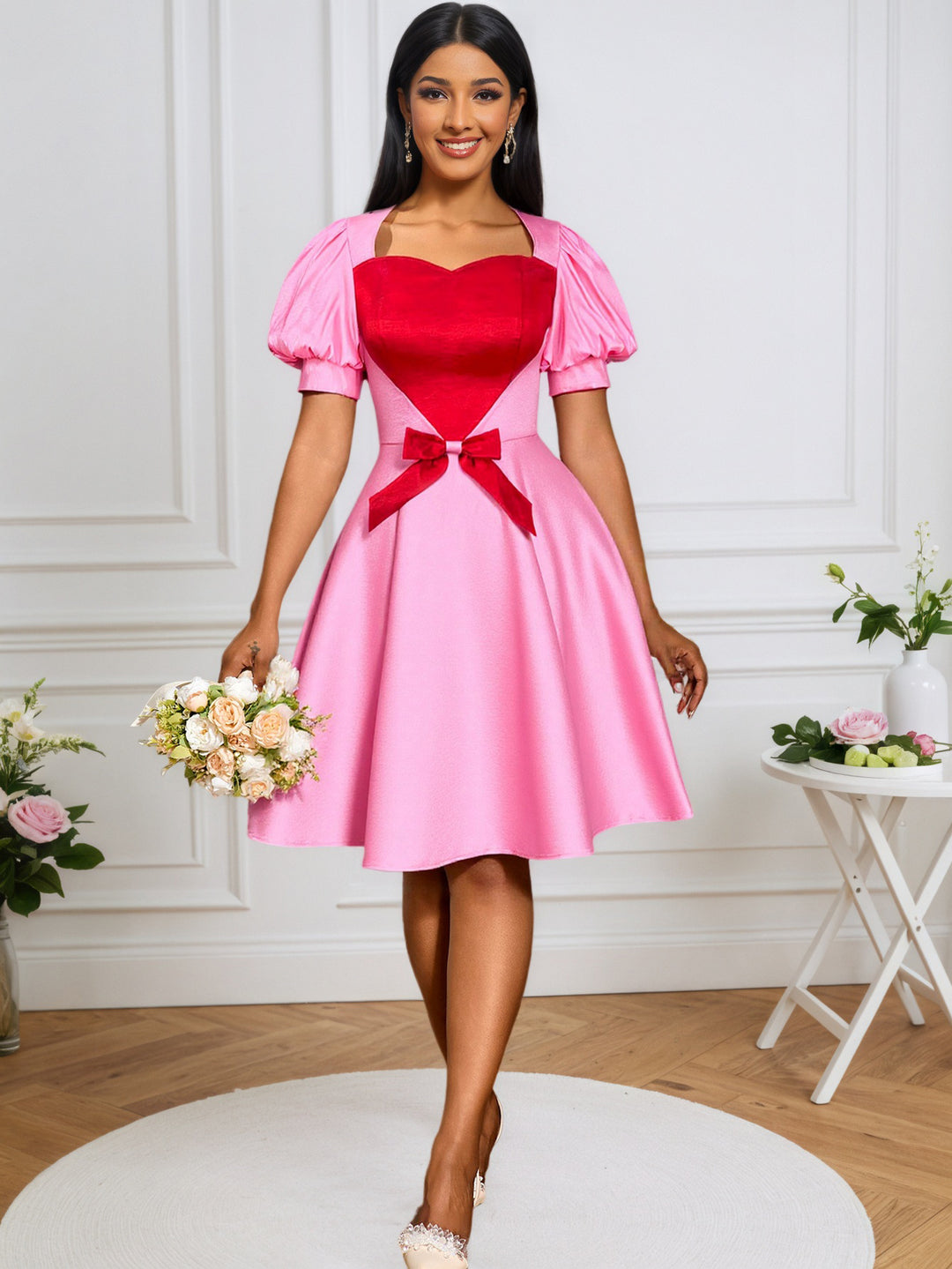 Damen festliches Kleid mit herzförmigem Oberteil und taillierter Silhouette Drune