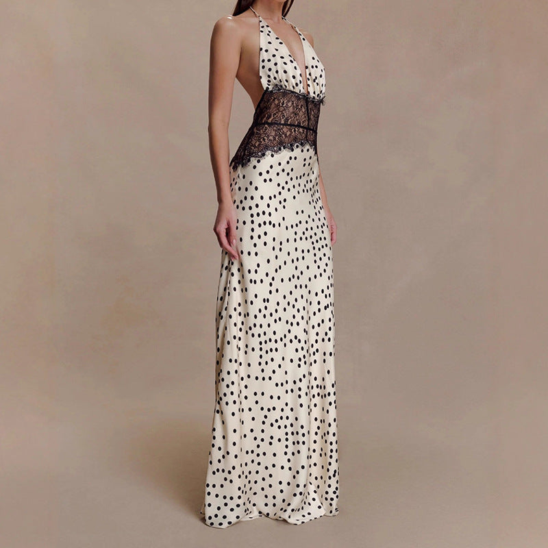 Damen Elegantes Abendkleid mit Spitzeneinsatz Drune
