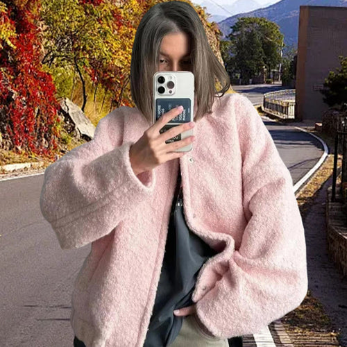 Damen Gemütlicher Teddy-Mantel mit oversized Schnitt Drune