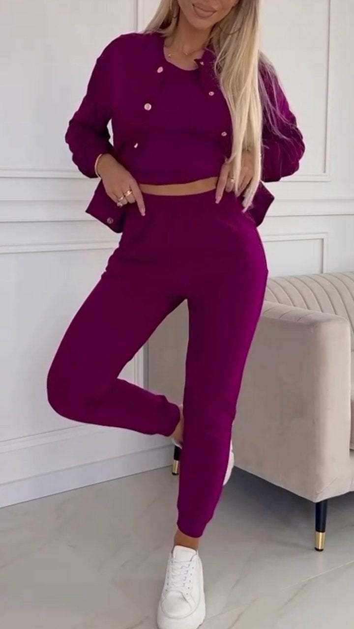 Damen Sportanzug mit kurzem Oberteil und urbaner Jacke Drune