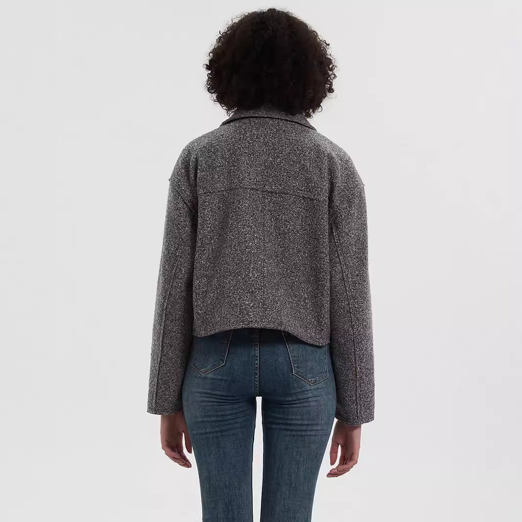 Damen cropped Utility-Jacke mit doppelten Brusttaschen Drune