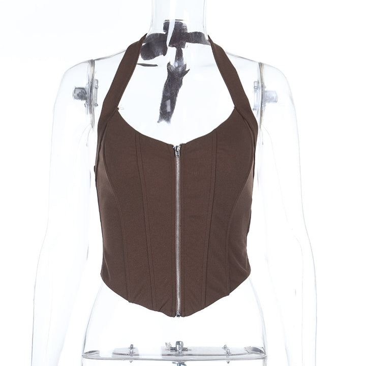 Damen Crop Top mit Reißverschluss Drune