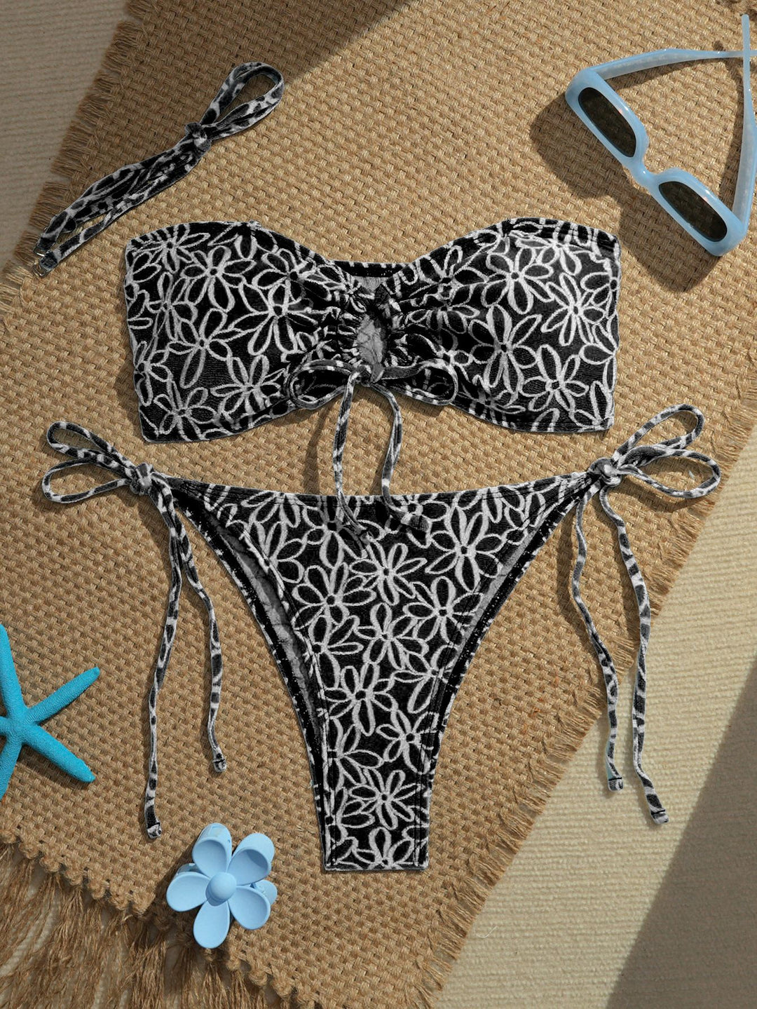 Damen Bandeau-Bikini-Set mit verspielten Rüschendetails Drune