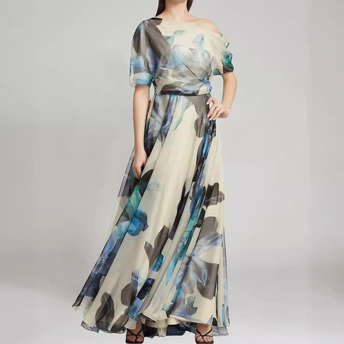 Damen Maxikleid aus leichtem Chiffon mit floralem Muster Drune