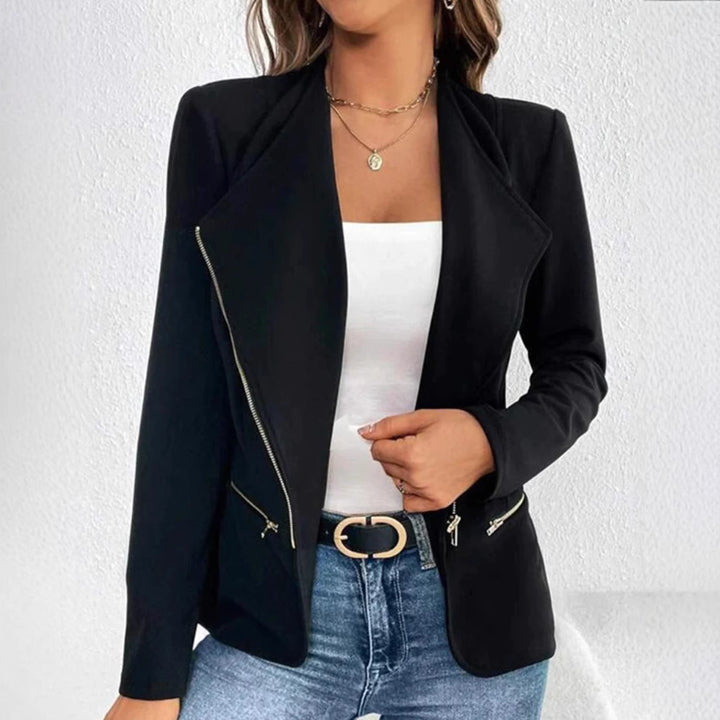 Damen elegante Blazerjacke mit modischen Reißverschlussdetails Drune