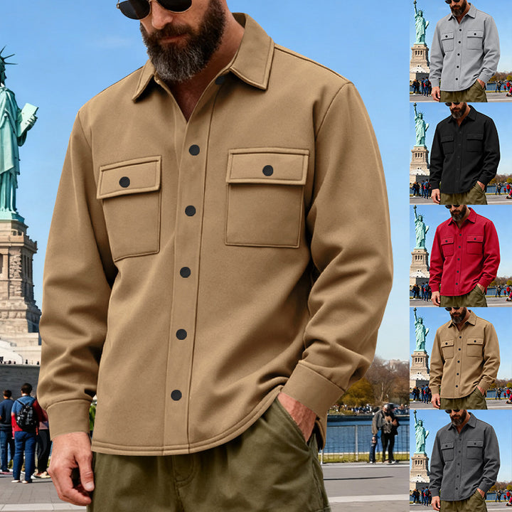 Herren nan robuste Overshirt Jacke mit aufgesetzten Brusttaschen und wärmendem Futter Drune