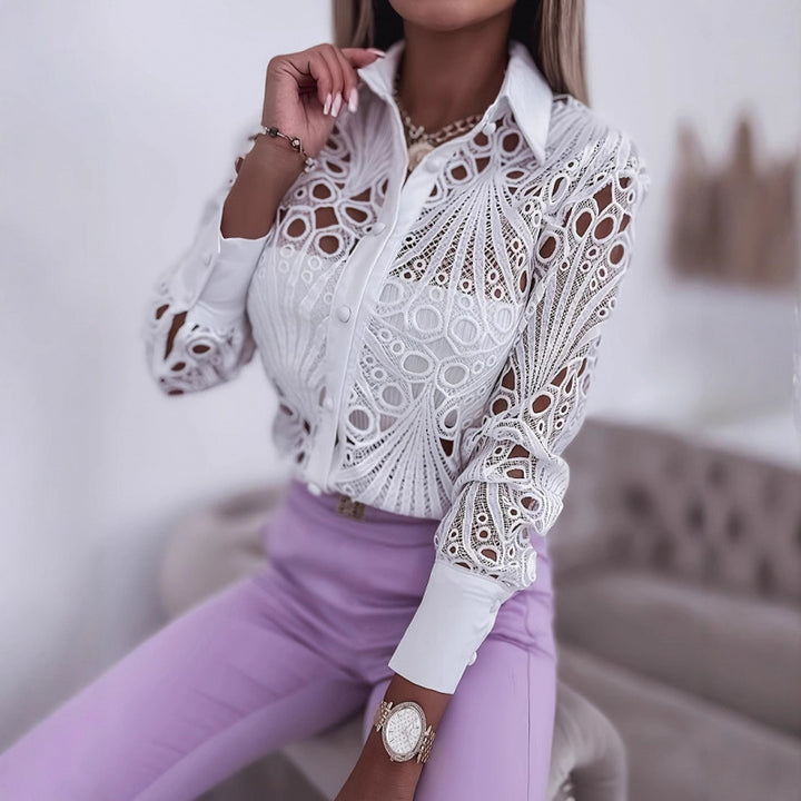 Damen elegante Bluse mit einzigartigem Cut-Out Design Drune