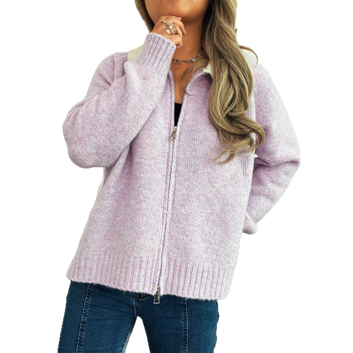 Damen Strickjacke mit modischen Kontrasten und Reißverschluss Drune