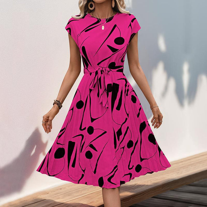 Damen Midikleid mit angesagtem geometrischem Mustermix und taillierbarem Gürtel Drune