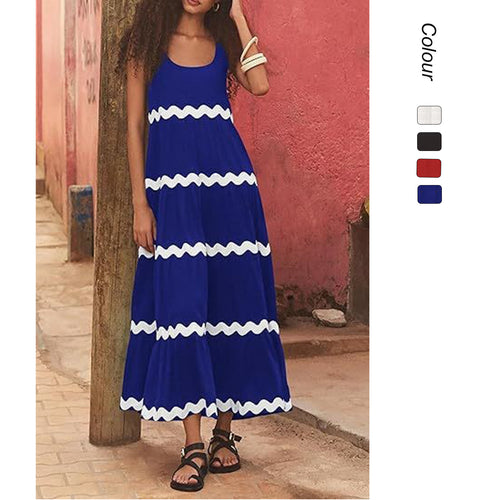 Damen Maxikleid mit wellenförmigen Rüschen und lässigem Schnitt Drune