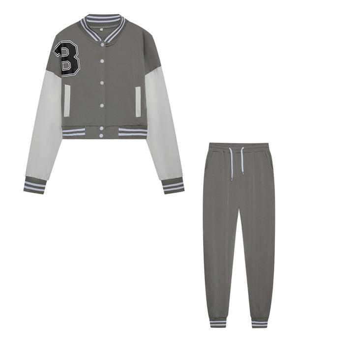 Damen Sportliches Set aus cropped Jacke und Jogginghose Drune