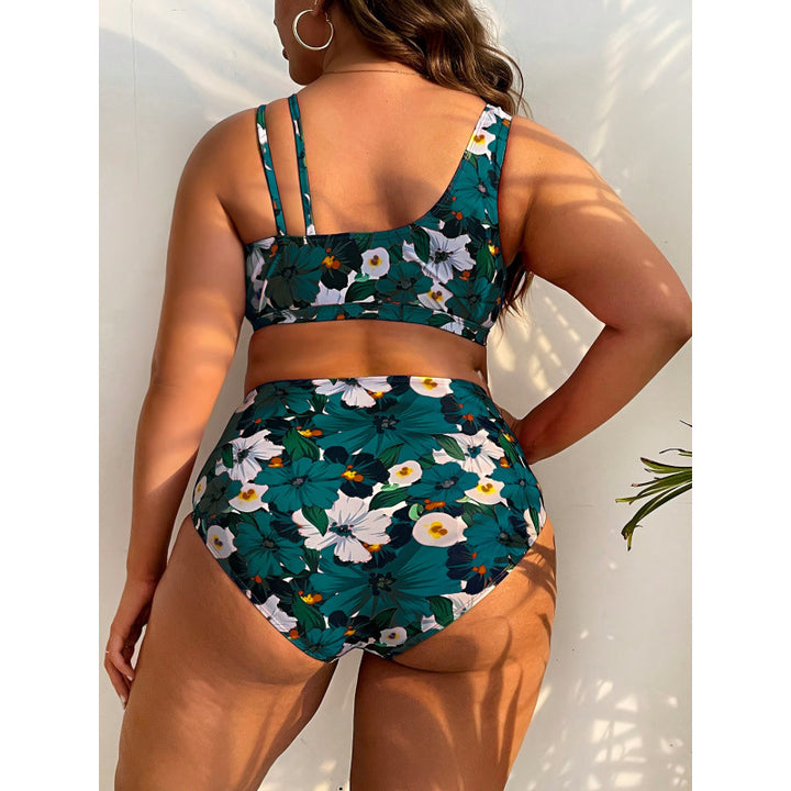 Damen Hochgeschnittener Bikini mit floralem Wickeldesign Drune