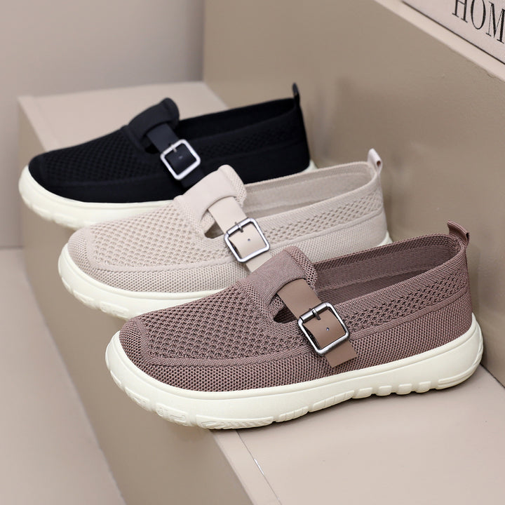 Damen nan atmungsaktiver Strick-Slip-On mit verstellbarer Metallschnalle und federnder Leicht-EVA-Sohle Drune