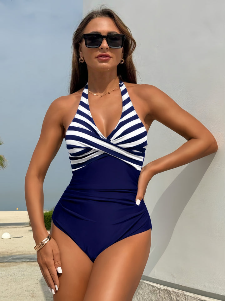 Damen Einteiliger Badeanzug mit Streifen-Design und figurformenden Elementen Drune