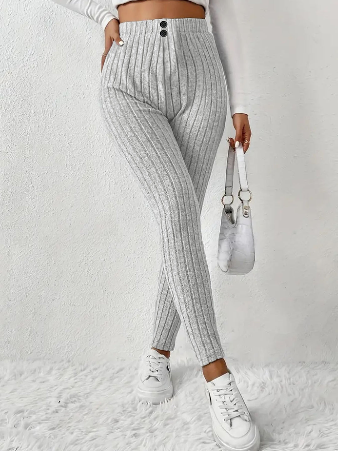Damen Hochtaillierte Rippstrickleggings Drune