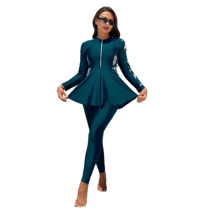 Damen Modischer UV-Schutz Surfanzug mit Peplum-Design Drune