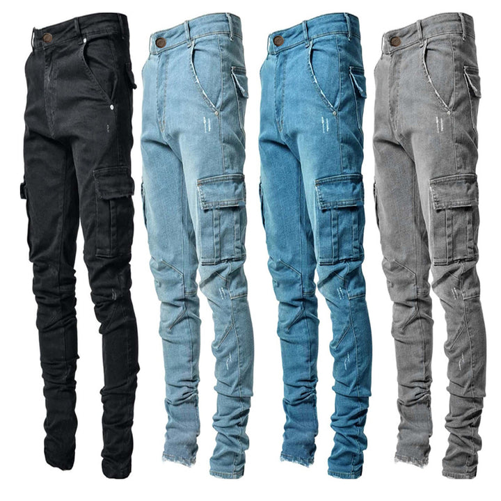 Herren Cargo-Jeans mit befestigten Taschen und lässigem Schnitt Drune