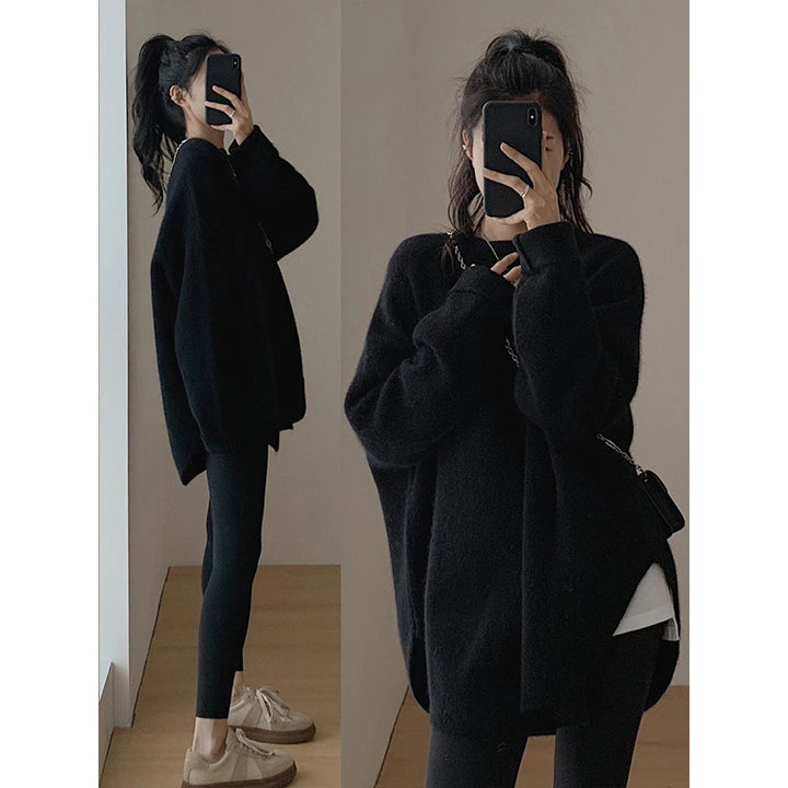 Damen Oversized Weicher Strickpullover Drune
