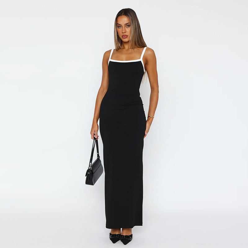 Damen Langärmliges Maxikleid mit elegantem Ausschnitt und figurbetonendem Schnitt Drune