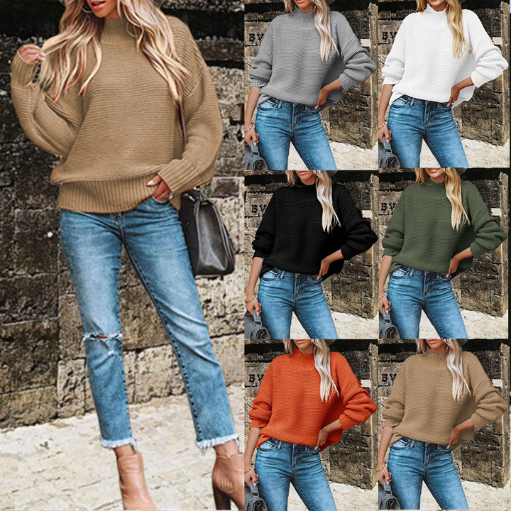 Damen Grobstrickpullover mit hohem Kragen und lässigem Oversized-Schnitt Drune