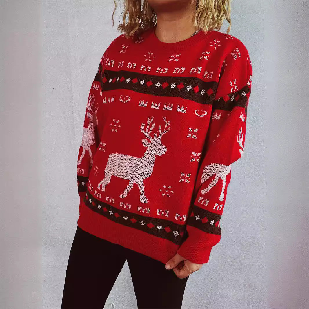 Damen Weihnachtspullover mit festlichem Rentier-Motiv und bequemer Passform Drune