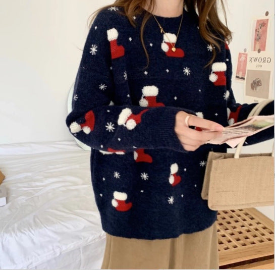 Damen Weihnachtspullover mit festlichem Sockendesign Drune