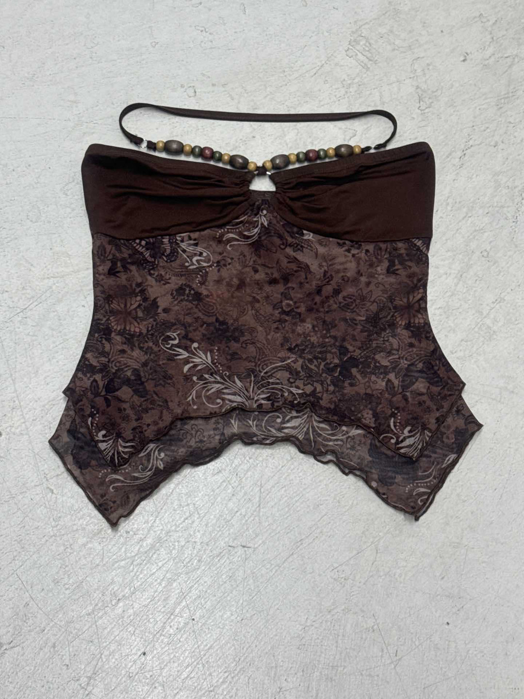 Damen Blusenoberteil mit verspieltem Halterneck-Design und floralem Muster Drune