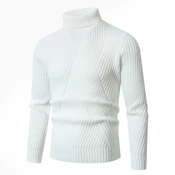 Herren nan strukturierter Rollkragenpullover mit diagonaler Rippstruktur und schlanker Passform Drune