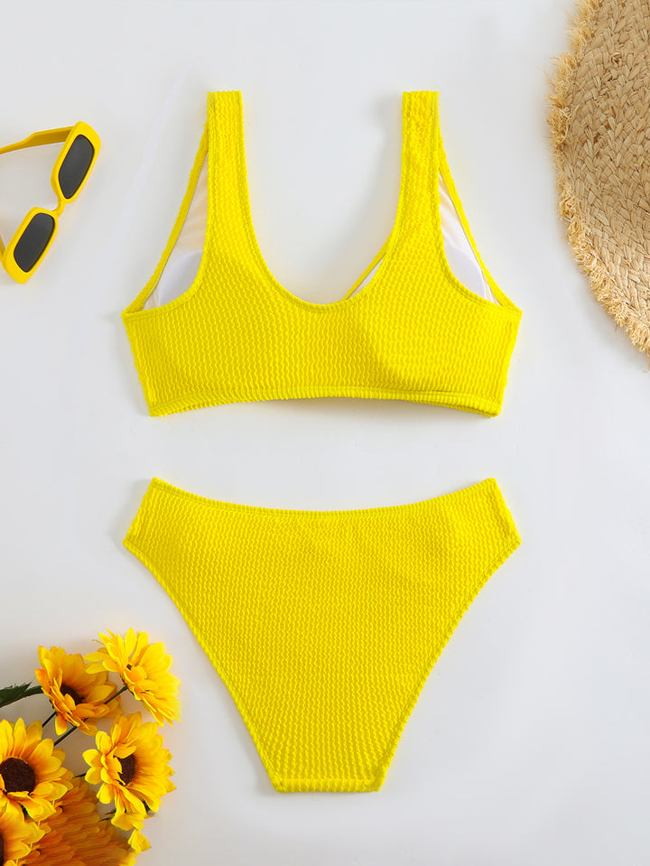 Damen Bikini mit strukturiertem Oberteil und hoher Taille Drune