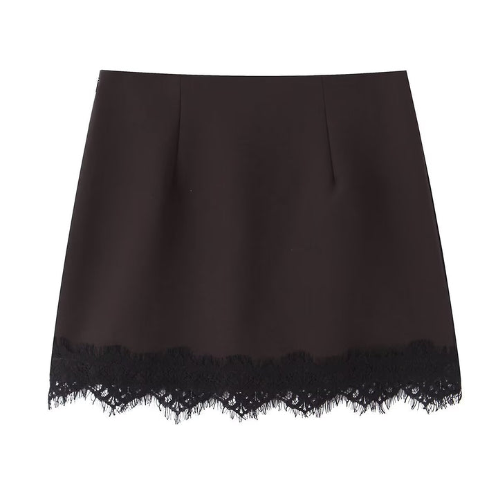Damenrock mit elegantem Spitzenabschluss und figurbetontem Schnitt Drune