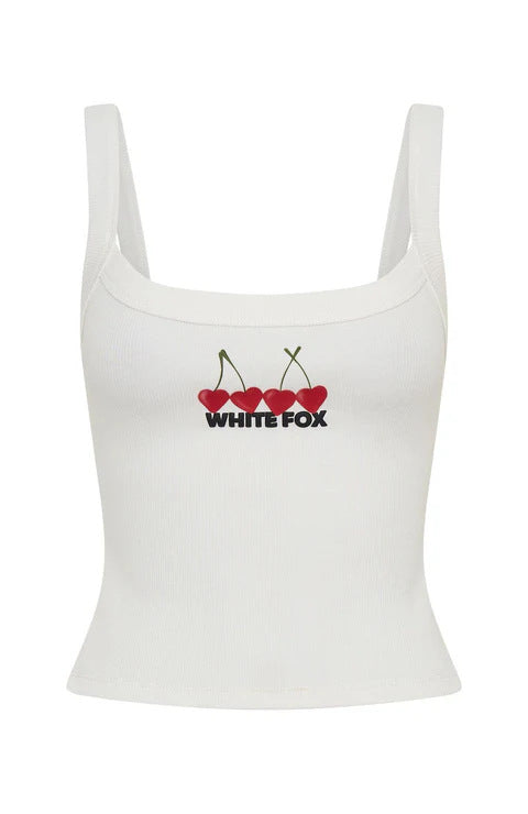 Damen Crop-Top mit Kirschstickerei und elastischem Baumwollmaterial Drune
