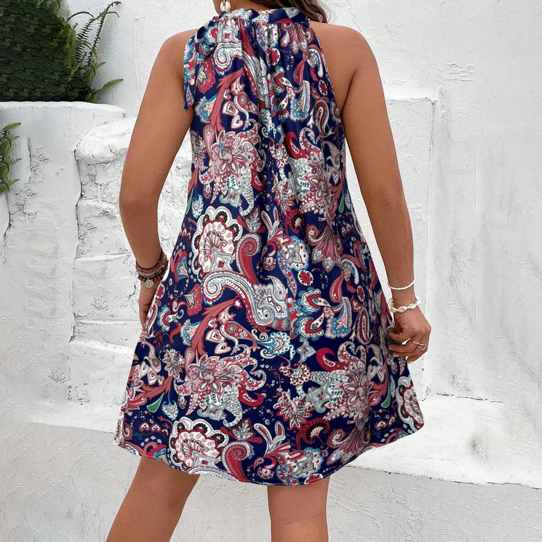 Damen Freizeitkleid im modischen Halterdesign mit floralem Paisley-Muster Drune