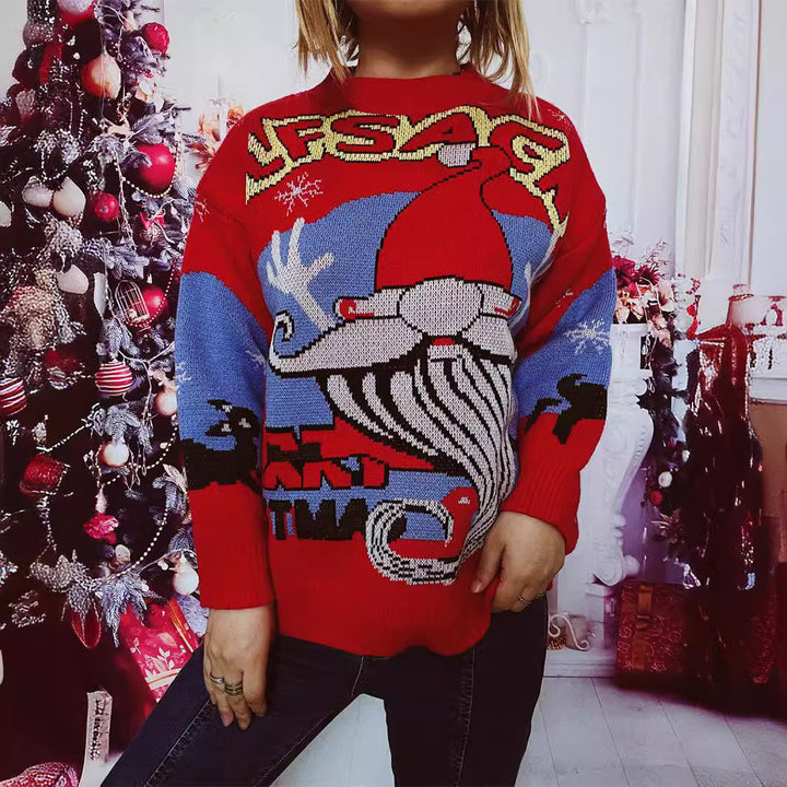 Damen Weihnachts-Pullover mit festlichem Rentier-Motiv und kreativen Designs Drune