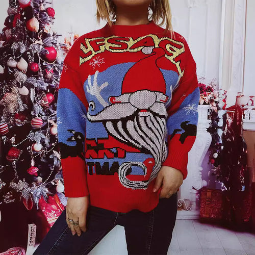Damen Weihnachts-Pullover mit festlichem Rentier-Motiv und kreativen Designs Drune