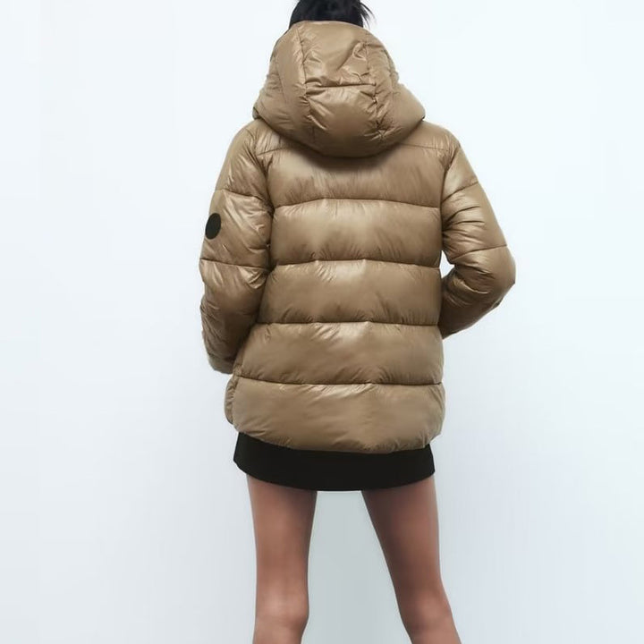 Damen wärmeisolierende Kunstfaserjacke mit abnehmbarer Kapuze Drune